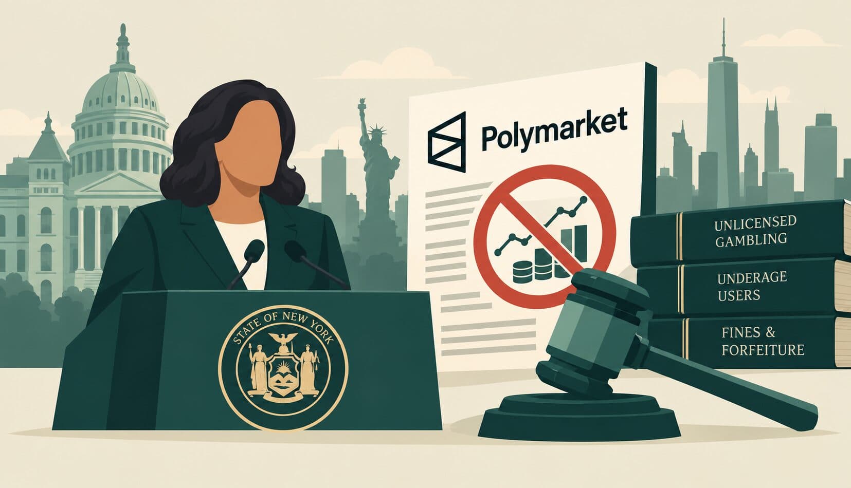 New York Sues Polymarket, Alleging Unlicensed Gambling Operation News Image polymarket sued by new york